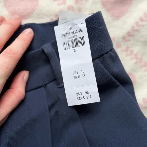 NWT Abercrombie and Fitch Navy Straight-Leg Pleated Dress Pants - Picture 4 of 6
